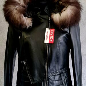 Kurtka skórzana damska z  naturalnym lisem